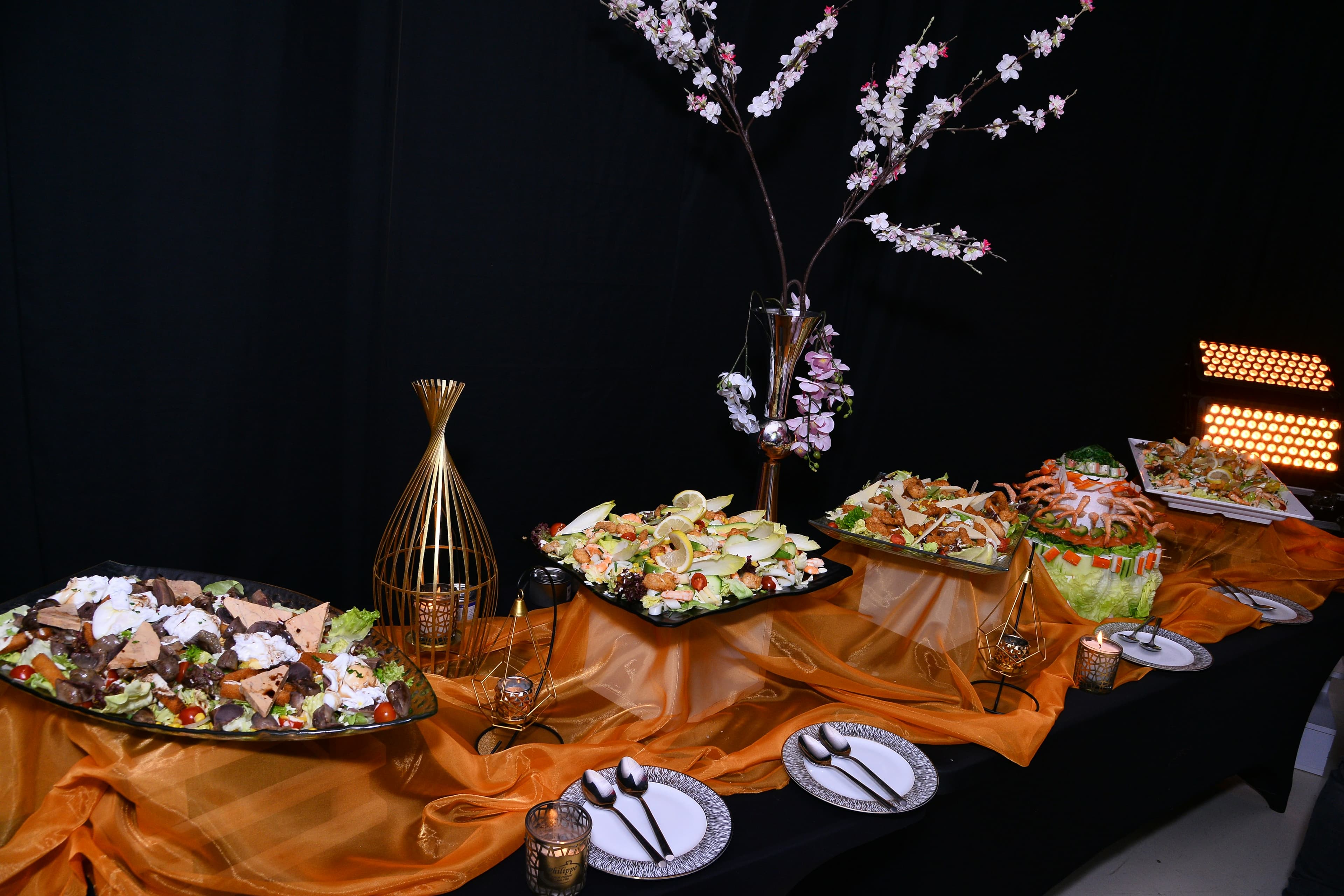 A catered table with varied Lahori dishes