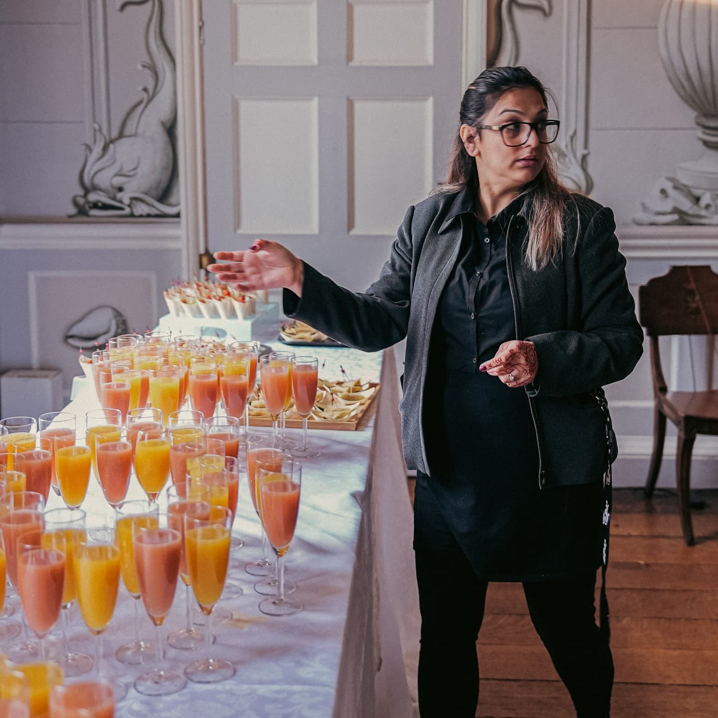 Polished drinks and canapes service for a hosted corporate table